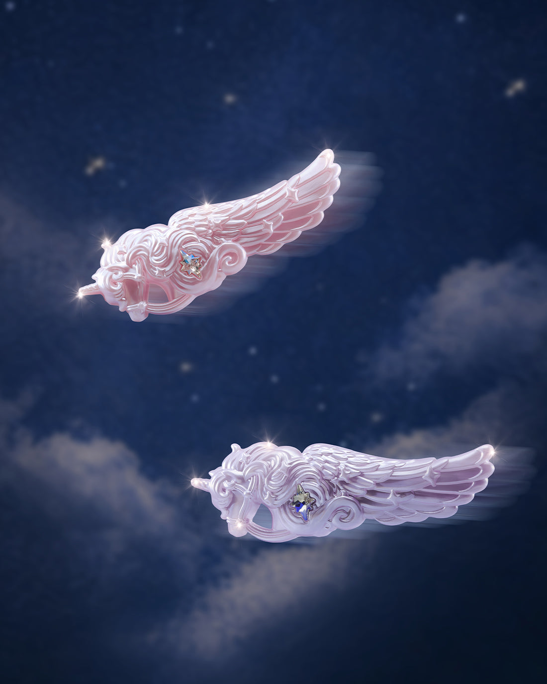 Flower Knows Knight Unicorn Hair Clip Pink Crystal