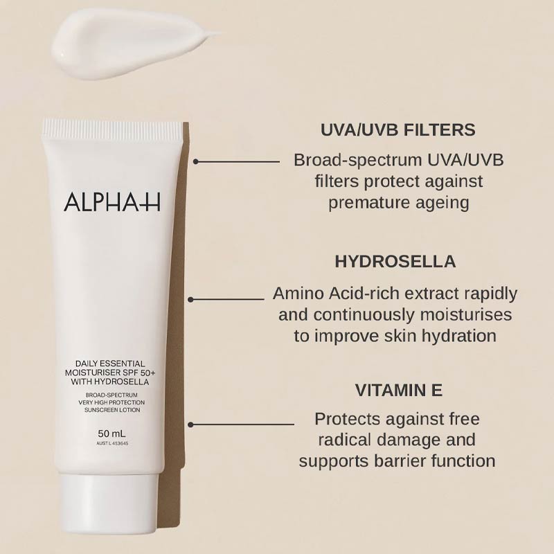Daily Essential Moisturiser SPF 50+ With Hydrosella by Alpha-H