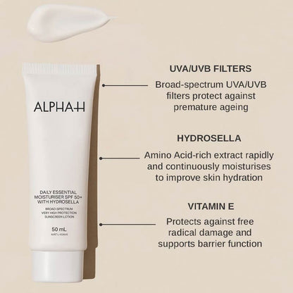 Daily Essential Moisturiser SPF 50+ With Hydrosella by Alpha-H