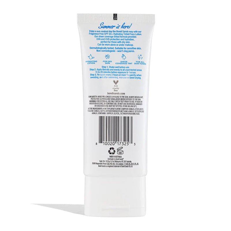 SPF 50+ Fragrance Free Hydrating Tinted Face Lotion by Bondi Sands