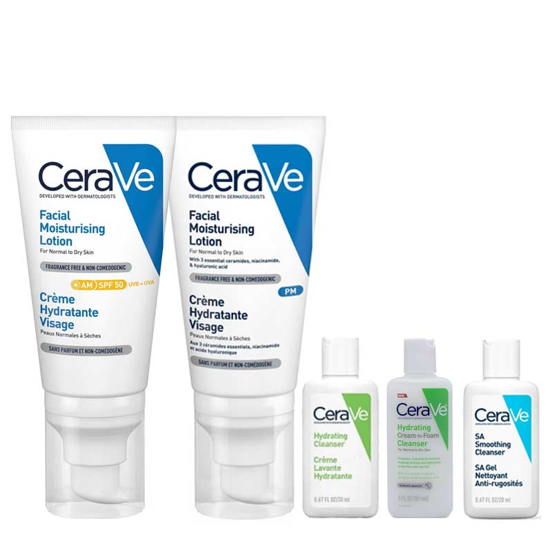 Facial Moisturising AM & PM Duo With 3 Free Travel Size Cleansers