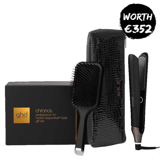 Chronos Styler Black Gift Set With Paddle Brush & Bag by ghd